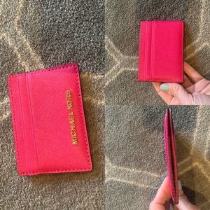 Bright pink card holder